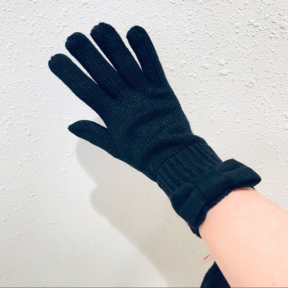 Kate Spade Knit Bow Women’s Black Fashion Gloves/OS/NWT - Picture 1 of 6